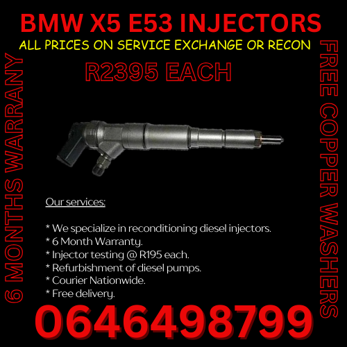 BMW X5 E53 DIESEL INJECTORS FOR SALE ON EXCHANGE WITH 6 MONTHS WARRANTY.