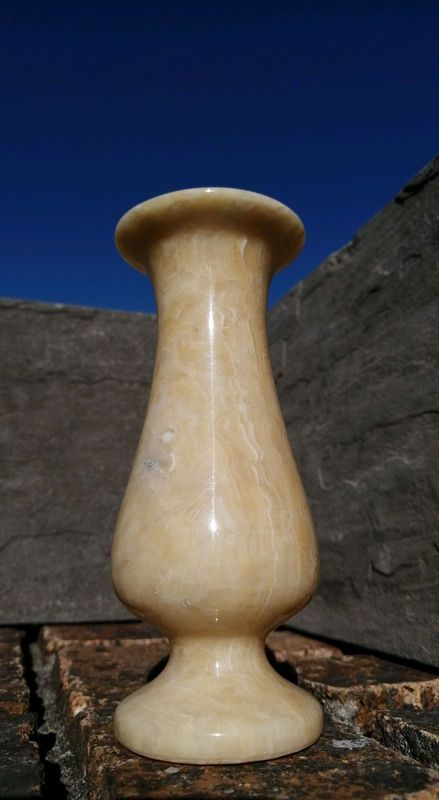 Vtg Beige Marble Stone Vase