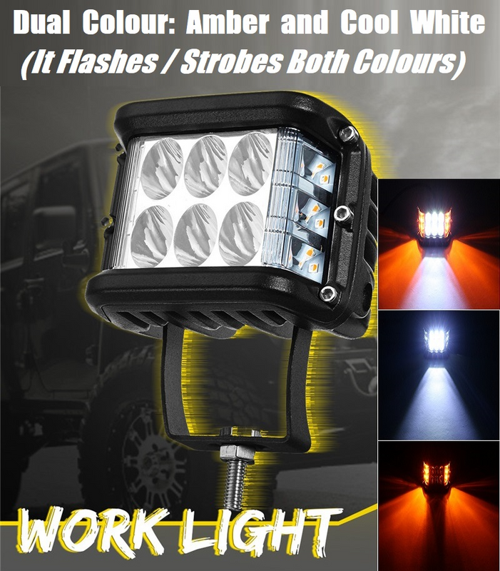 Vehicle Flash / Strobe Dual Colour (Amber and White) Unique LED Side Shooter Spot Light. Brand NEW.