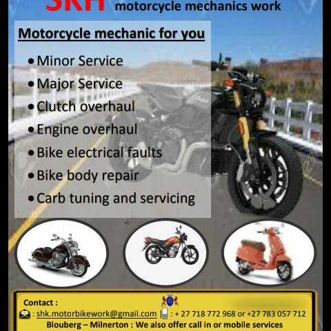 Mobile Motor cycle  Mechanic in Cape town 071 8772968