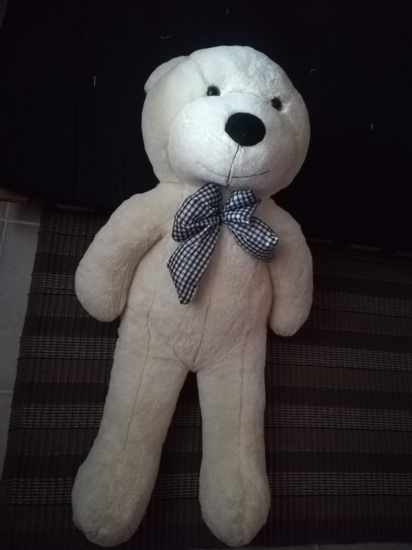 White Plush Teddy Bear with Bow