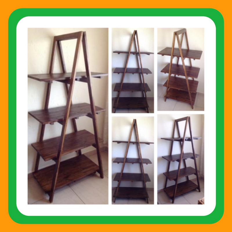 Trestle   shelving Single A Frame 4 tier 2000 Version 2 - Stained