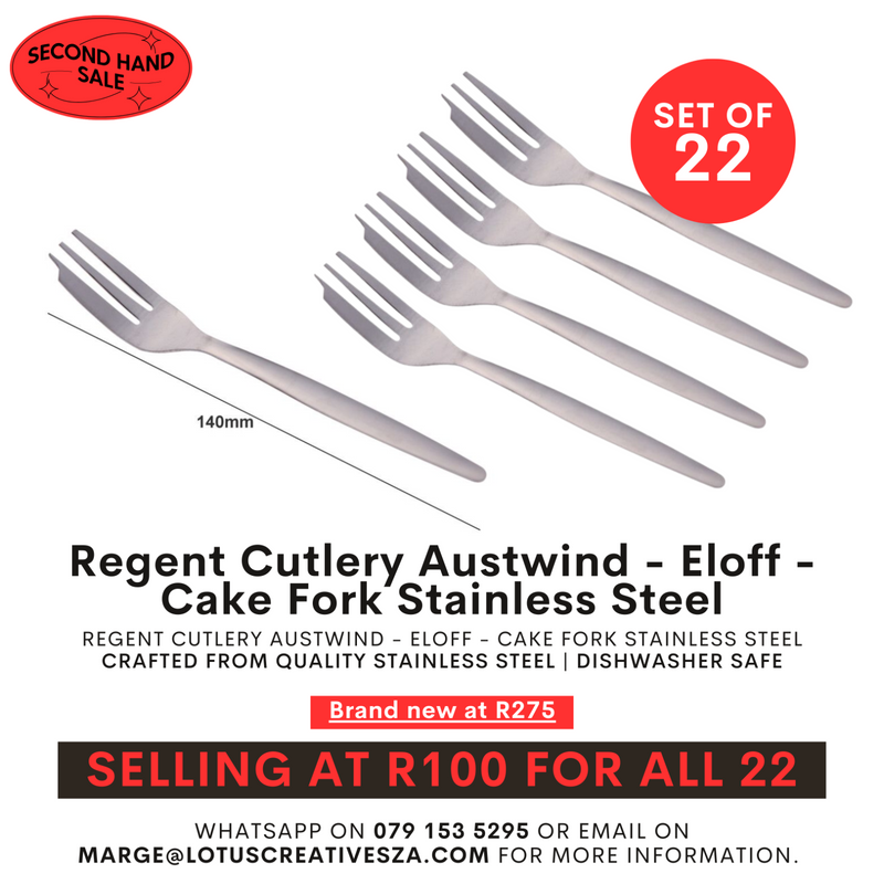 Regent Cutlery Austwind - Eloff - Cake Fork Stainless Steel (Set of 22)