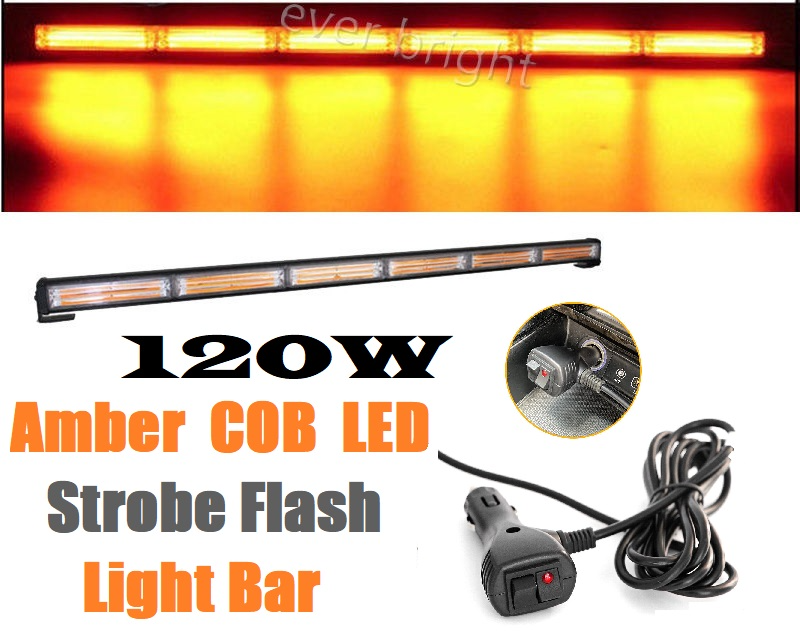 Amber Orange Yellow COB LED Strobe Vehicle Flash Light Bar Single Sided 900mm. Brand New Products.