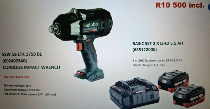 Metabo cordless  impact  wrench 3/4