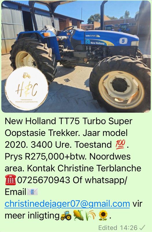 New Holland TT75 Turbo Super Oopstasie Trekker.