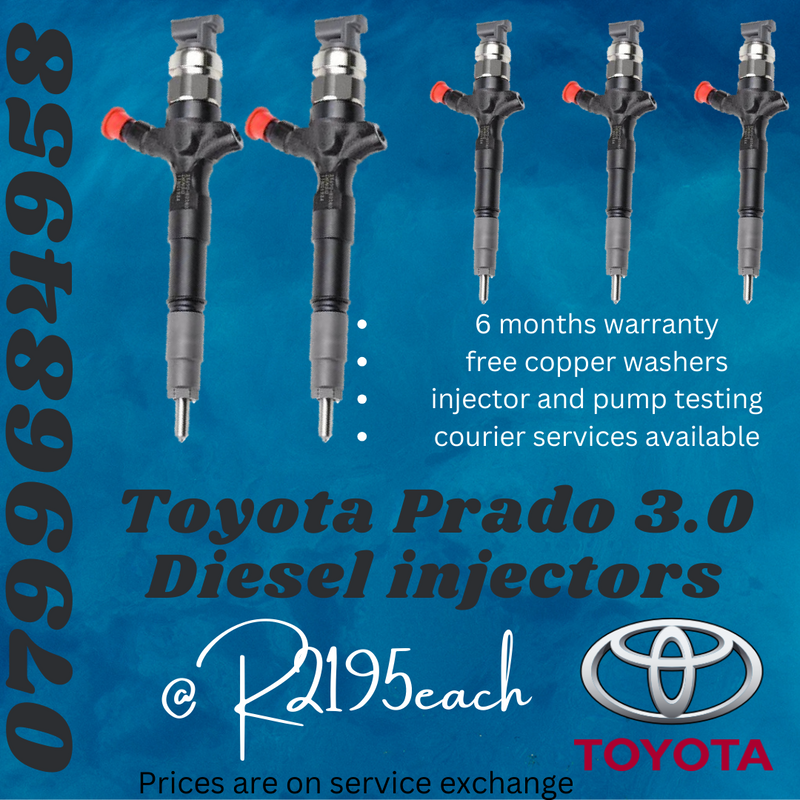 TOYOTA PRADO 3.0 DIESEL INJECTORS/ WE RECON AND SELL ON EXCHANGE