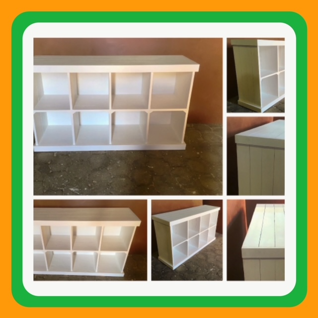 Bookshelf   Farmhouse series 1800 with compartments - White stained