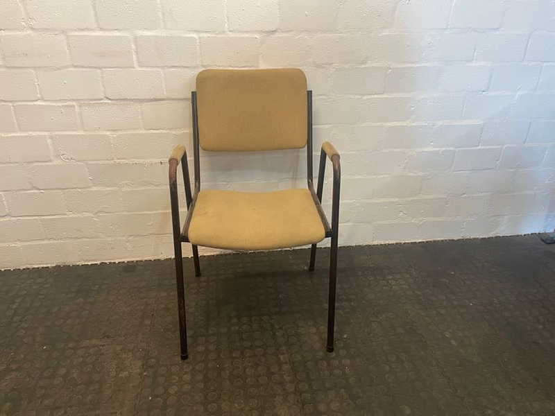 Cream Steel Visitors Arm Chair -