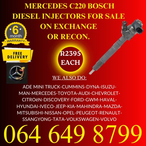 Mercedes C220 Bosch diesel injectors for sale on exchange 6 months warranty