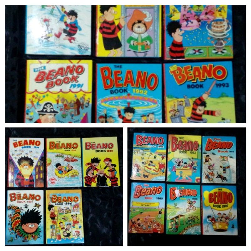 17 Beano Annual Books in sequence from 1982 - 1998