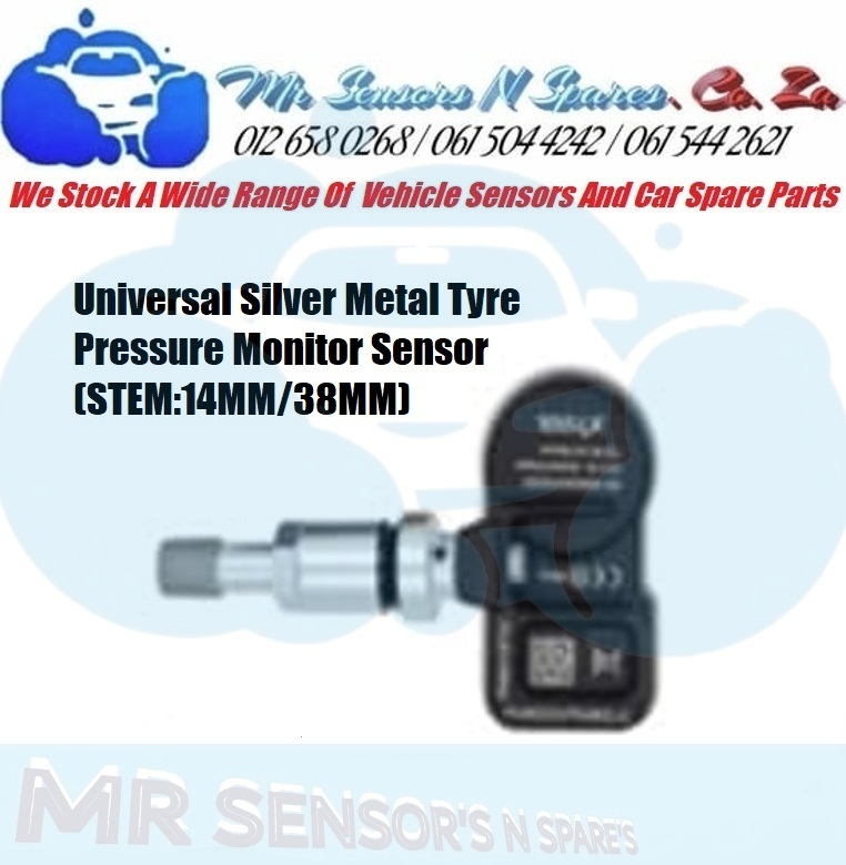 Universal Silver Metal Tyre Pressure Monitor Sensor (STEM:14MM/38MM)