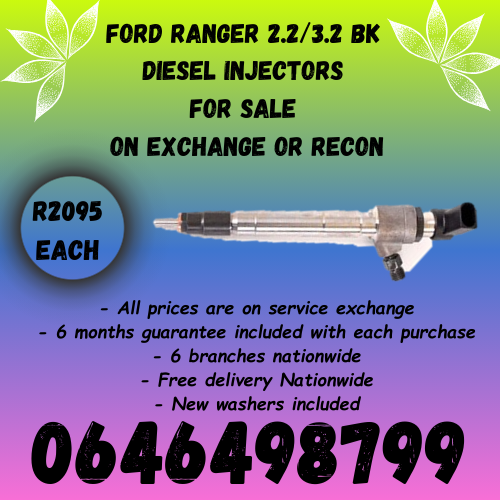 FORD RANGER 3.2 DIESEL INJECTORS FOR SALE ON EXCANGE WITH 6 MONTHS WARRANTY.