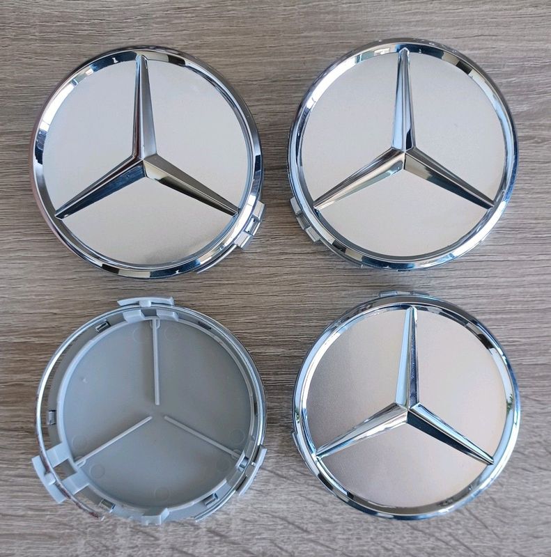 Mercedes 75mm Wheel centre caps badegs