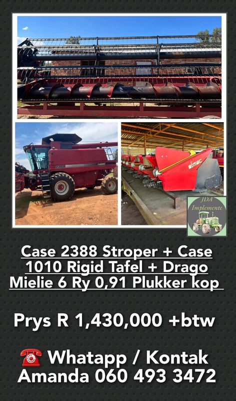 Case 2388 Stroper &#43; Case 1010 Rigid Tafel &#43; Drago Mielie 6 ry 0,91 Plukkerkop