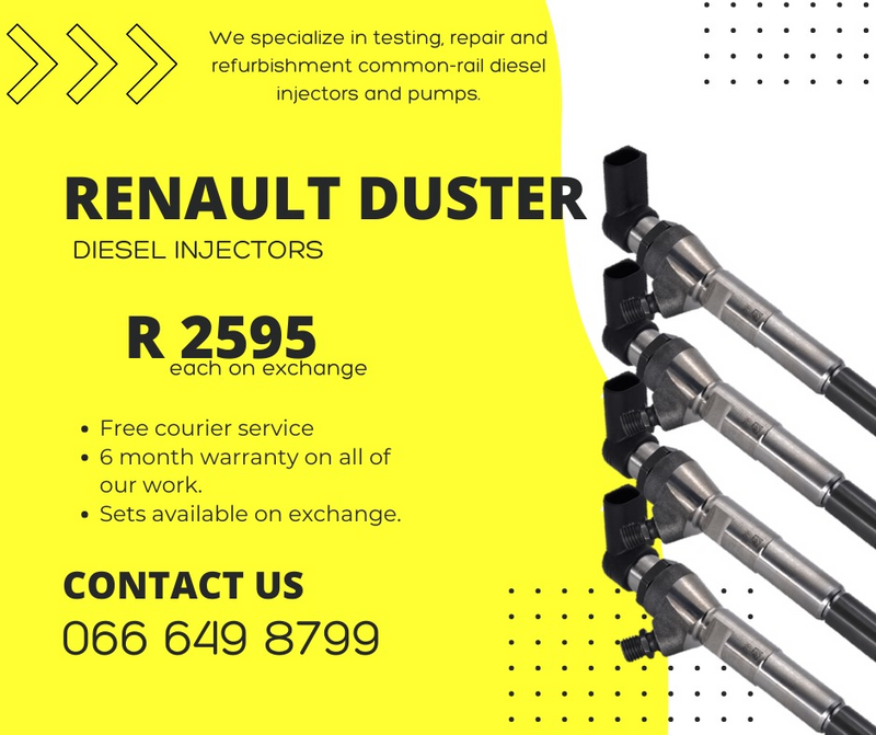 Renault Duster diesel injectors for sale on exchange - we recon and supply 6 months warranty