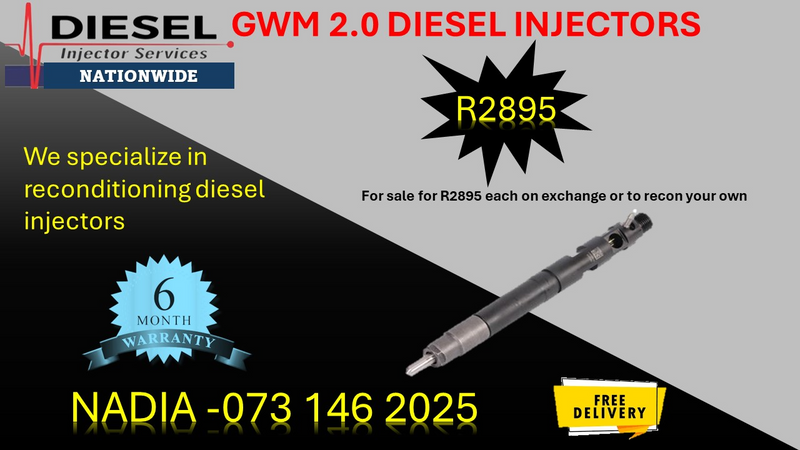 GWM 2.0 STEED DIESEL INJECTORS FOR SALE ON EXCHANGE OR RECON WITH 6 MONTHS WARRANTY