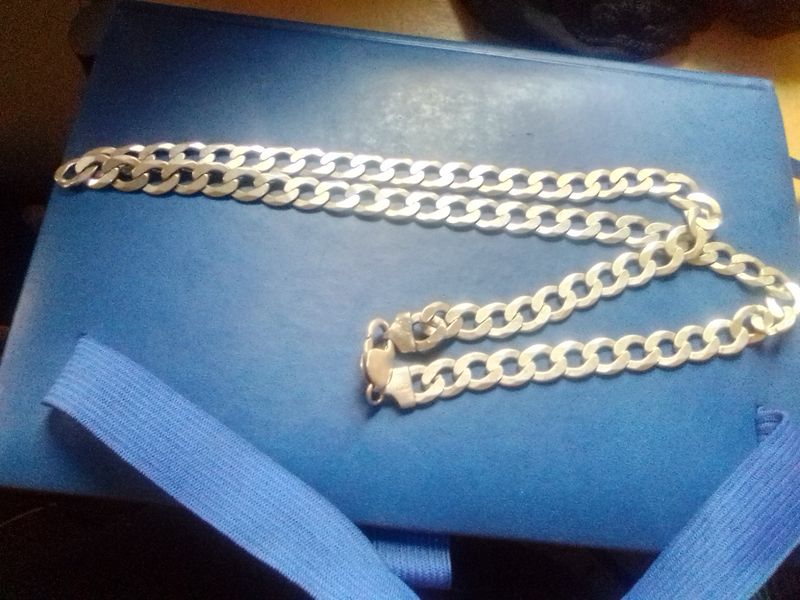 925 Sterling Silver Cuban Link Chain.
