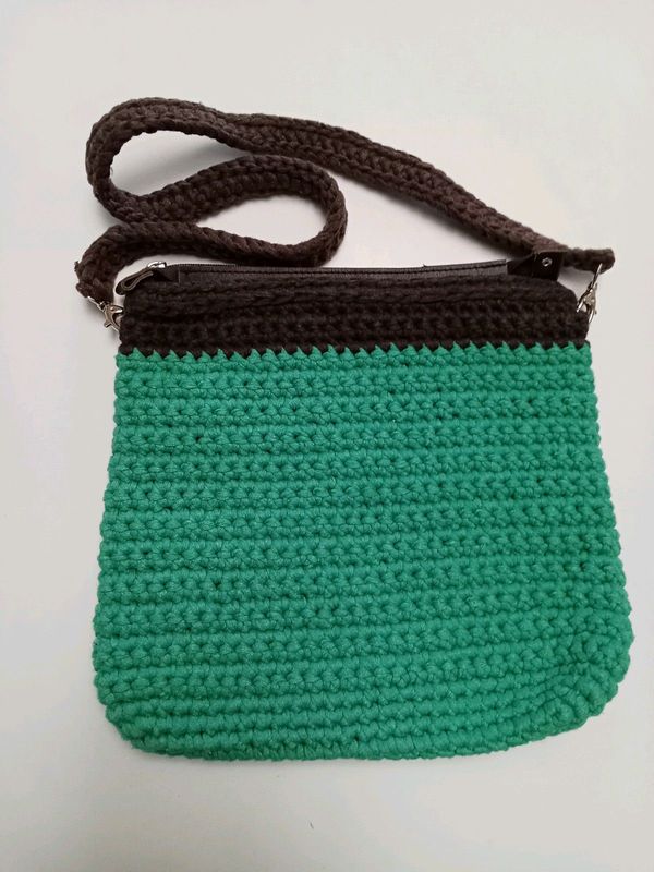 Green &amp; Brown Crochet Purse