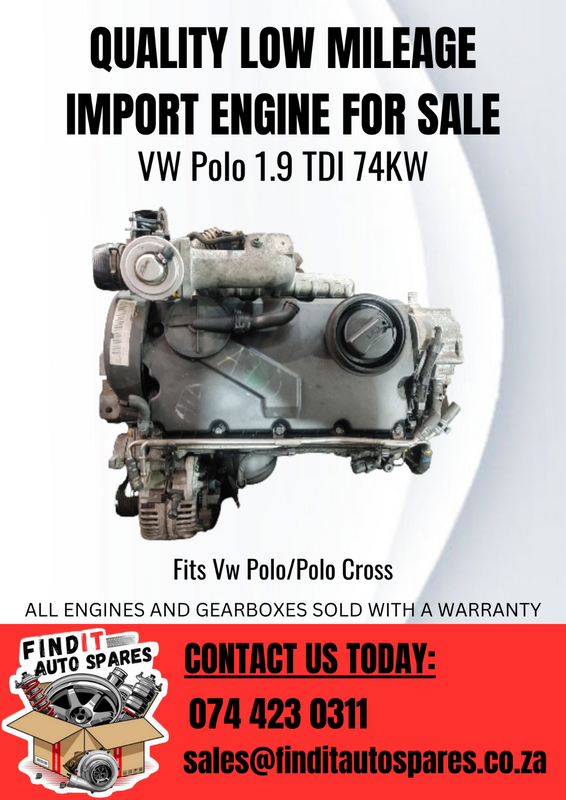 Vw Polo 1.9 TDI engine for sale 74kw ATD