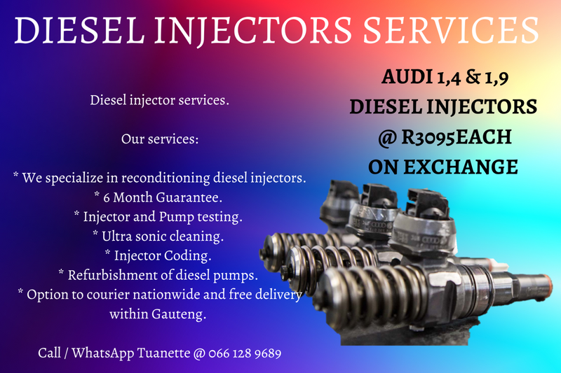 AUDI 1,4 &amp; 1,9 DIESEL INJECTORS FOR SALE ON EXCHANGE OR TO RECON YOUR OWN