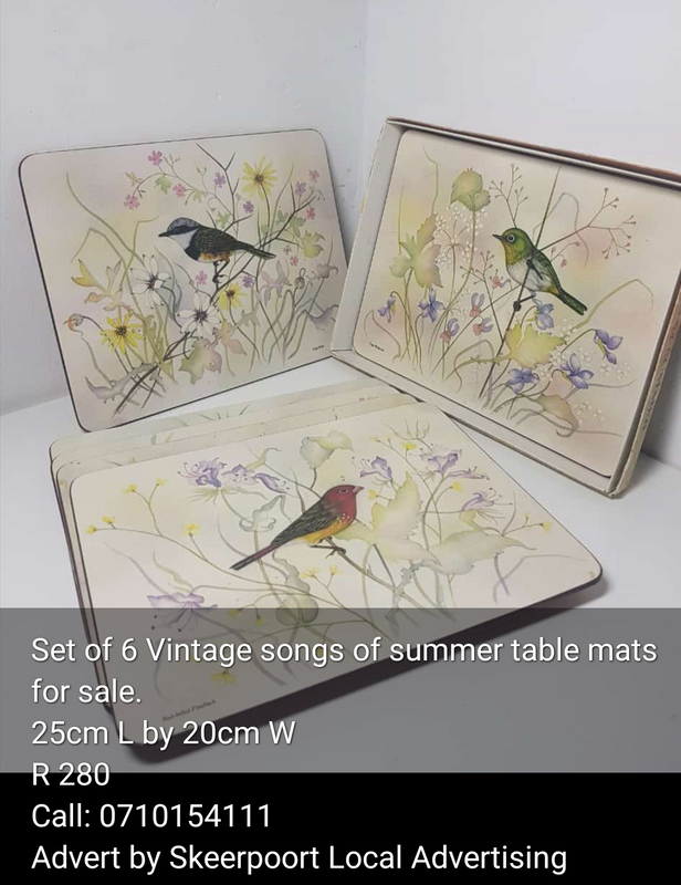 Set of 6 Vintage songs of summer table mats for sale