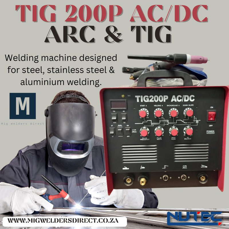 TIG200P AC/DC ARC &amp; TIG machine designed for steel, stainless steel &amp;aluminium welding.