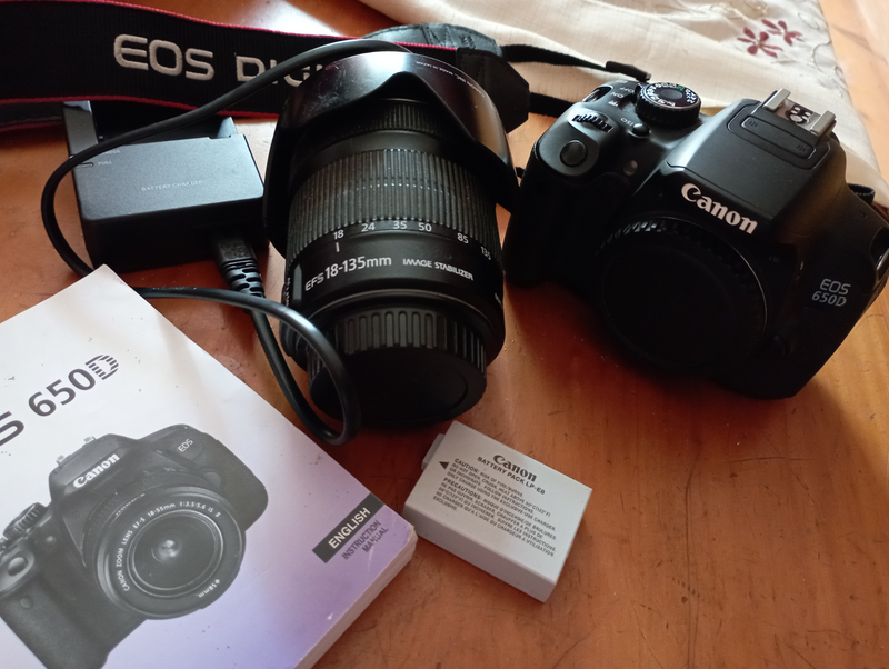 650 D camera with lens