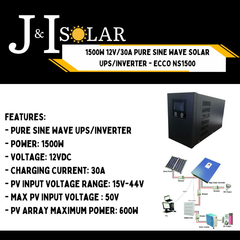 NS1500   1500W 12V/30A Pure Sine Wave Solar UPS/Inverter