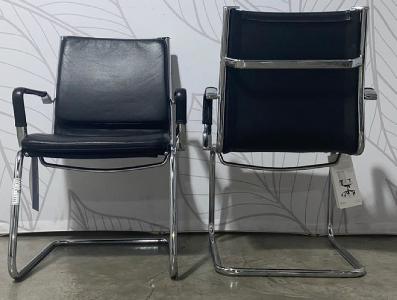 LEATHER &amp; CHROME VISITORS CHAIRS