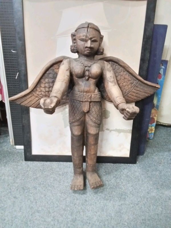 Antique carved Indian angel statue