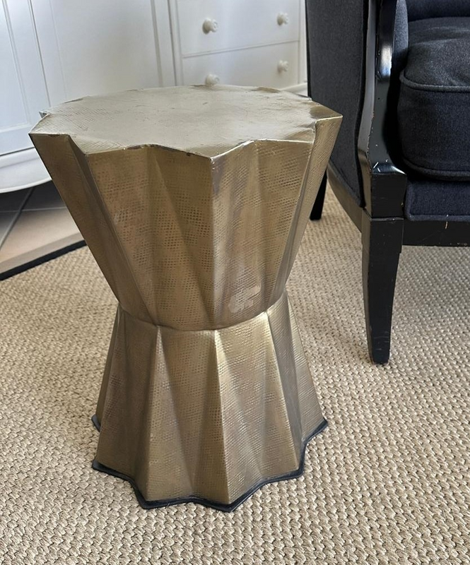 Side Table with geometric shape, tin/lightweight metal, original coating