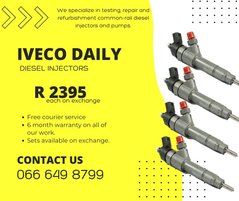 Iveco diesel injectors for sale on exchange with 6 months warranty.