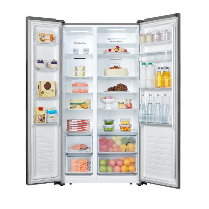 Hisense 514l side by side fridge, black glass h670