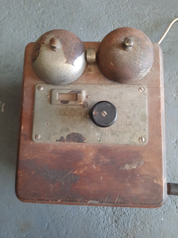 Telephone, antique wooden crank handle