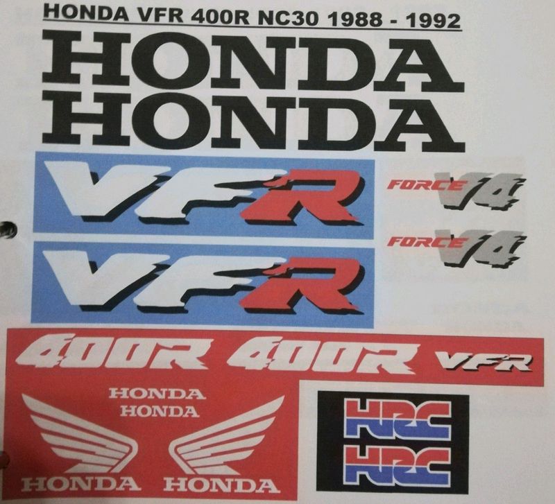 NC 30 VFR 400R decals stickers kits