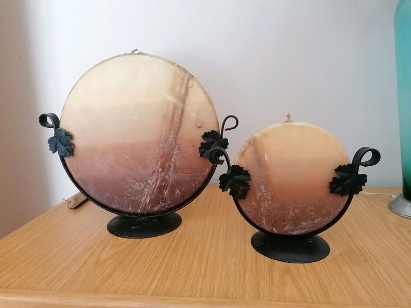 Set of Ombre Candles with Wrought Iron Holders
