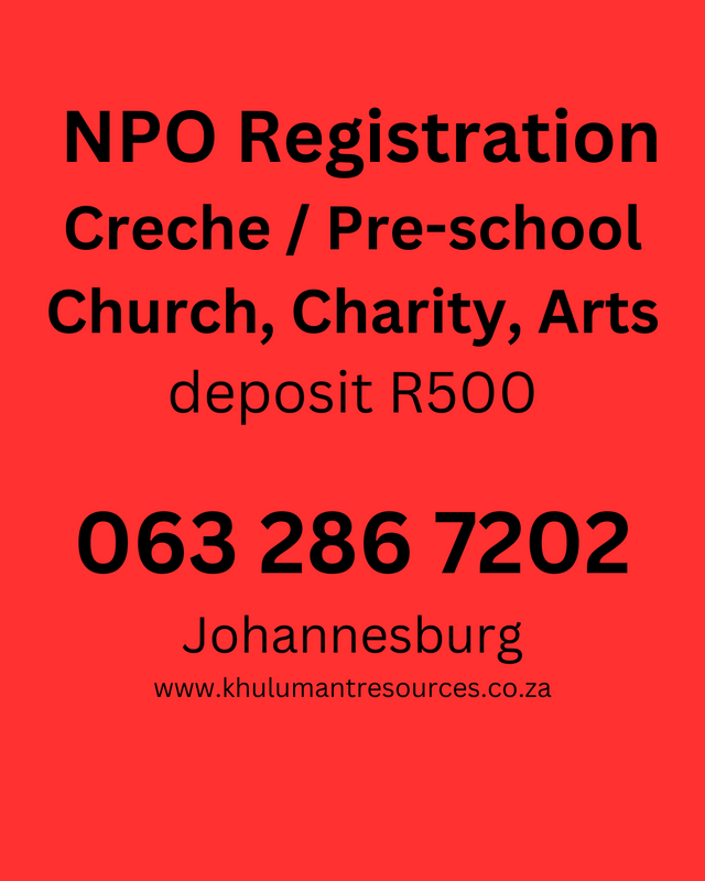 CSD Registration R350 ( 1 day)  Cell: 063 286 7202