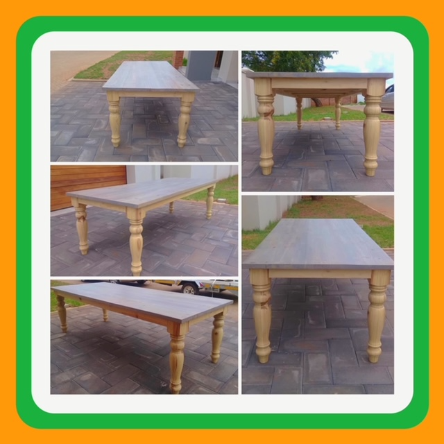 Patio table Chunky Cottage series 2500 with turned legs - Two tone