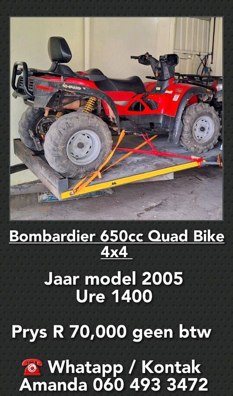 Bombardier 650cc Quad Bike 4x4