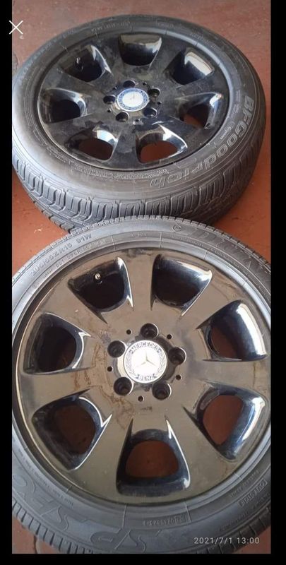 A set of original mercedes benz 16 inch mags with tyres for only r6000 for the combo