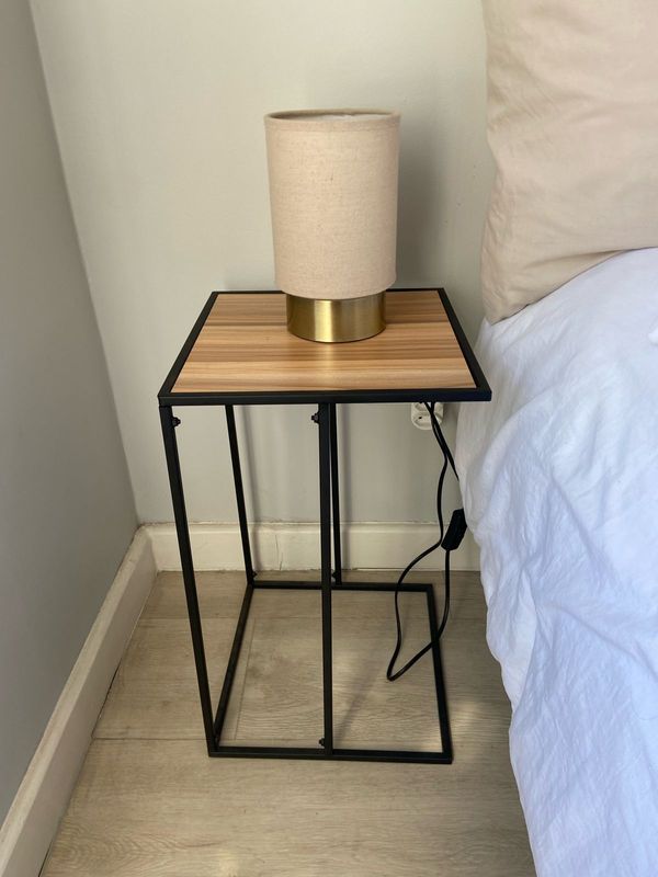 Bedside table and lamp x2