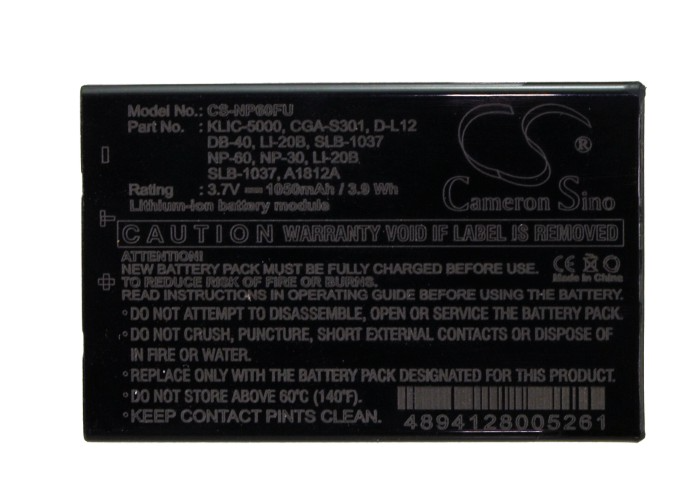 Camera Battery CS-NP60FU for KODAK DX6490 etc.