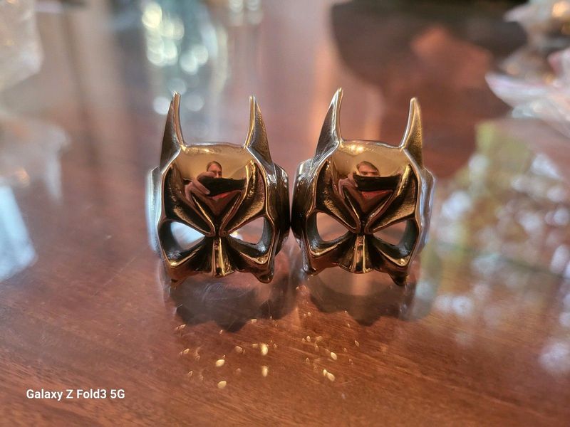 Batman silver mask cosplay rings