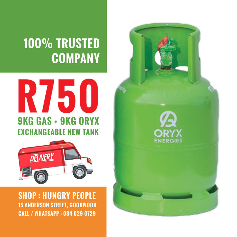 Buy 9kg Gas full &amp; Tank together only R750