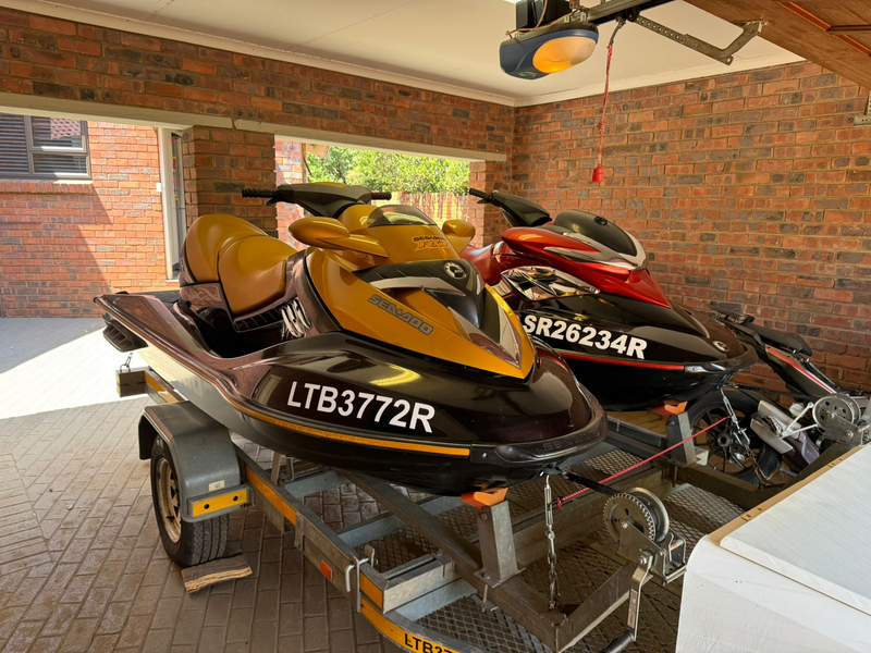 2006 Seadoo RXT &amp; RXP Jet Ski with double winch venter trailer