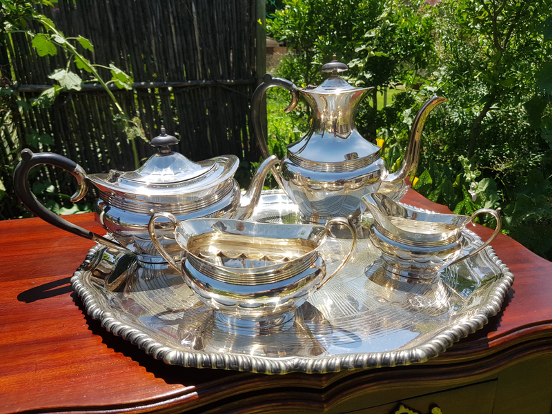 Silver Tea or Coffee set on Serving Tray