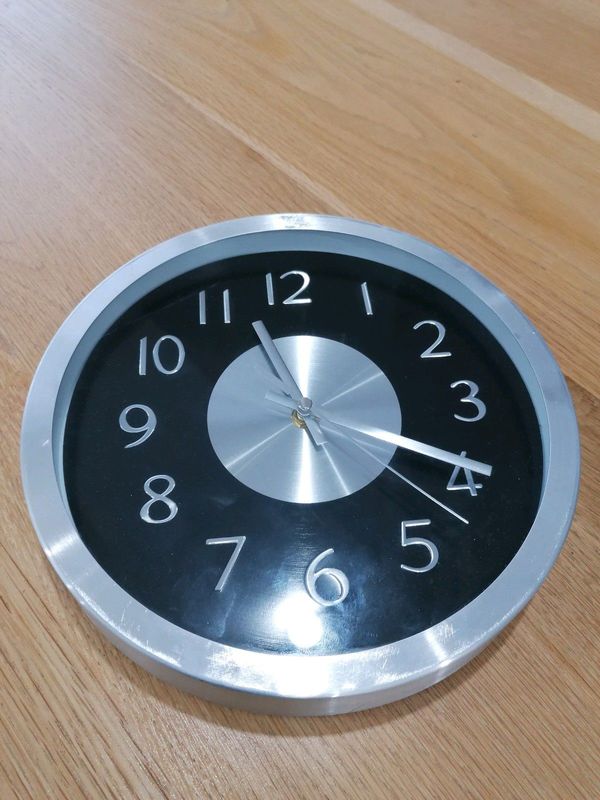 Retro silver and black clock for sale