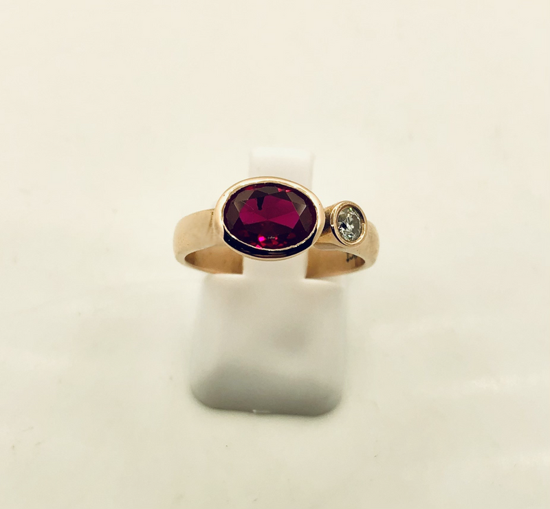 Ruby and Moissanite Ring Set in 9ct Rose Gold