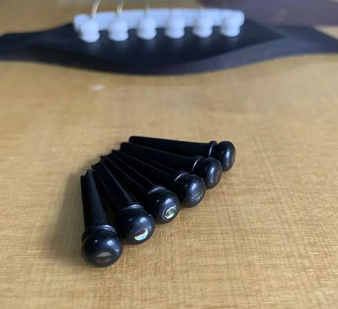 Acoustic Guitar Bridge Pin - Ebony Wood with 3mm Abalone Shell Dot (Single)